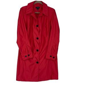 Lands End Magenta Button Up Trench Rain Jacket| Size M
